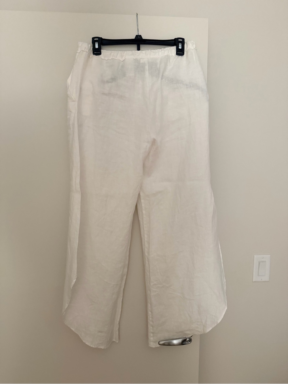 White Wide-Leg Linen Blend Pants